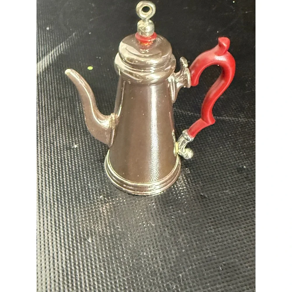 Lenox Williamsburg Kirk Stieff Miniature Coffee Pot Ornament‎ Silver Red Handle